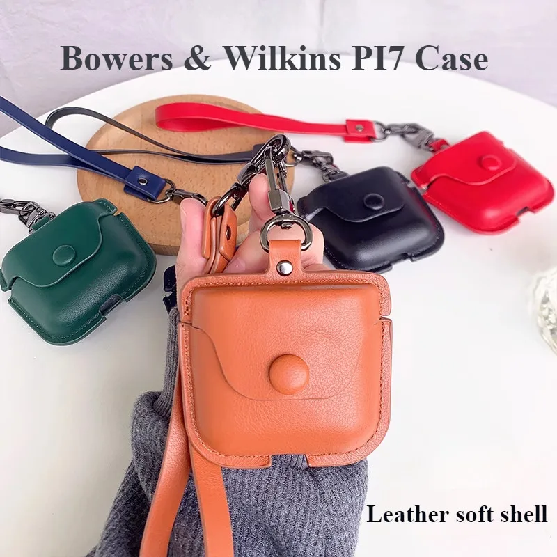 Para Bowers & Wilkins PI7 / PI5 Funda blanda de cuero B & W PI7 s2 / PI5 s2 Funda blanda de silicona Funda protectora con colgante de cordón de cuero