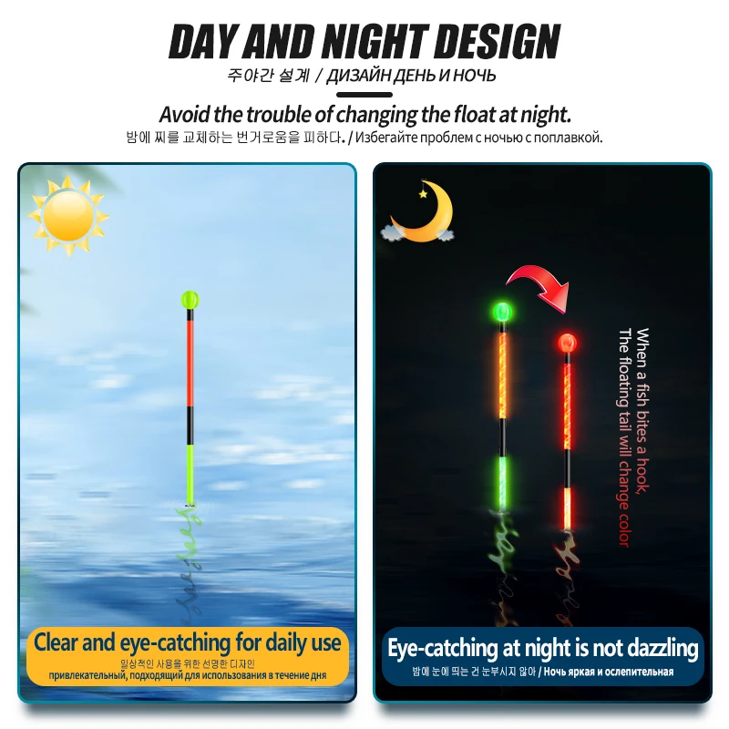 Flotador con Sensor de gravedad eléctrico, 1 CR425, 1 tubo flotante, 1 gancho para bolsa, 1 flotador, cuentas de apoyo, cola luminosa, cambio de Color, aparejo de boya, 1 ud. - imagen 2