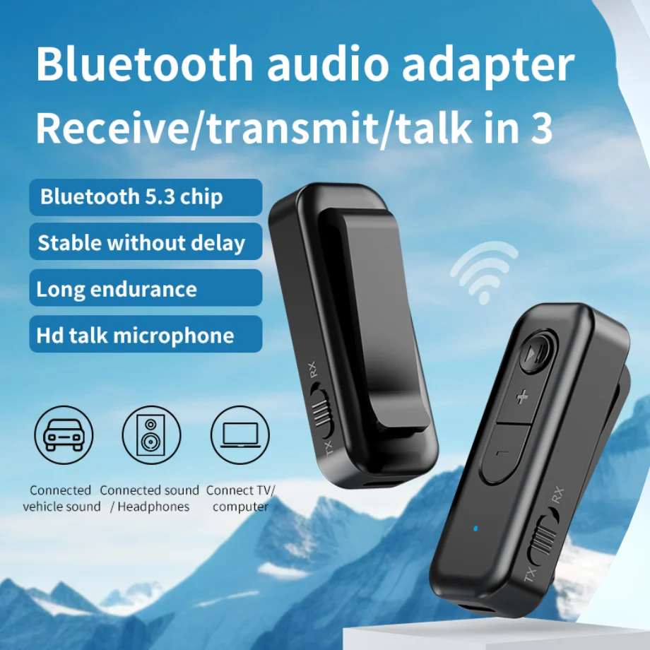 Adaptador Bluetooth 2 en 1 para coche, transmisor y receptor estéreo inalámbrico de 5,3mm, con conector Aux, Kit de micrófono y auriculares - imagen 2