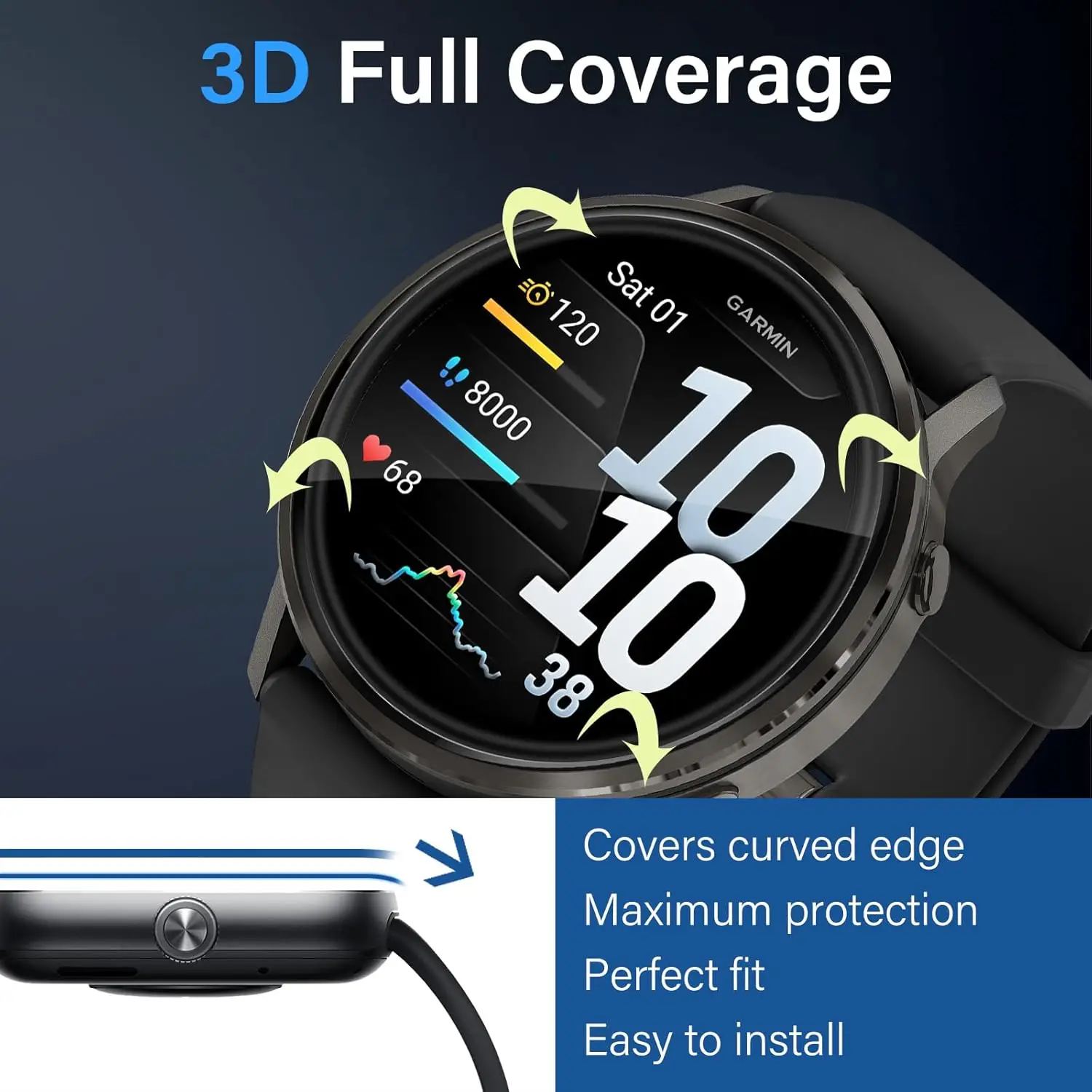 Protector de pantalla para Garmin Venu 4, 45mm, 41mm, película curvada antiarañazos, protección de cobertura completa para accesorios de película Garmin Venu4 - imagen 4