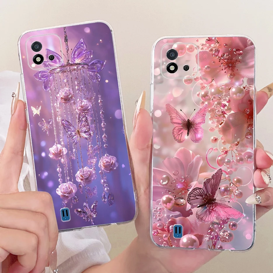 Para Realme C11 2021 funda RMX3231 flores coloridas cubierta pintada funda de teléfono de silicona suave para Realme C20 C 11 RealmeC11 2021 bolsas - imagen 3