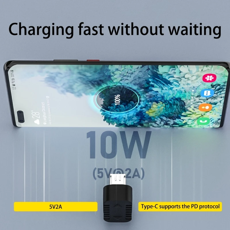 Adaptador de extensión Micro USB macho a tipo C hembra, ángulo recto de 90 grados, conector USB C hacia arriba y hacia abajo para ordenador portátil - imagen 4