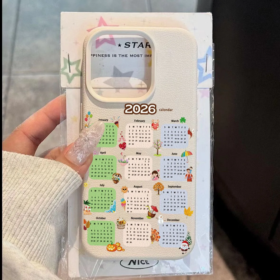 Funda de teléfono con textura de lichi con diseño de calendario 2026 para iPhone 17 16 15 14 13 12 11 Pro Max 17 Air 15 14 Plus X XS XR 16E, funda suave - imagen 2