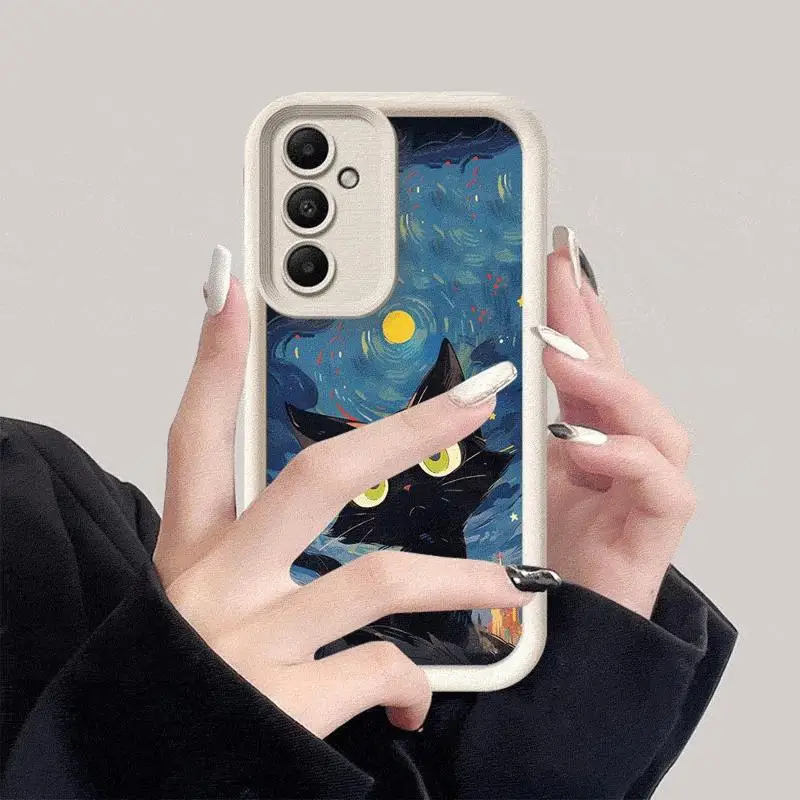 Funda de teléfono Van Gogh Art Cute Kitty para Galaxy A15 A72 A52 4G 5G A25 A35 A55 A51 A73 A52s A53 A54 5G A71 4G - imagen 4