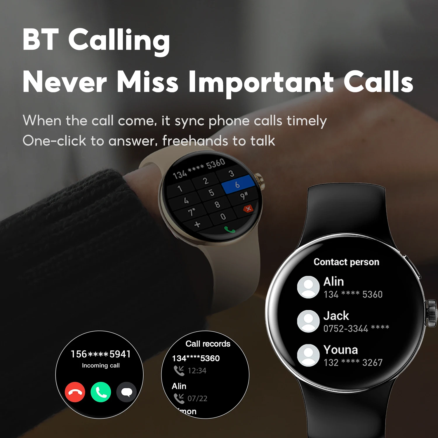 Reloj inteligente WIFIT con pantalla Bluetooth de 1,3 pulgadas, reloj inteligente multifuncional con monitoreo de llamadas/salud/exercices, resistente al agua - imagen 4