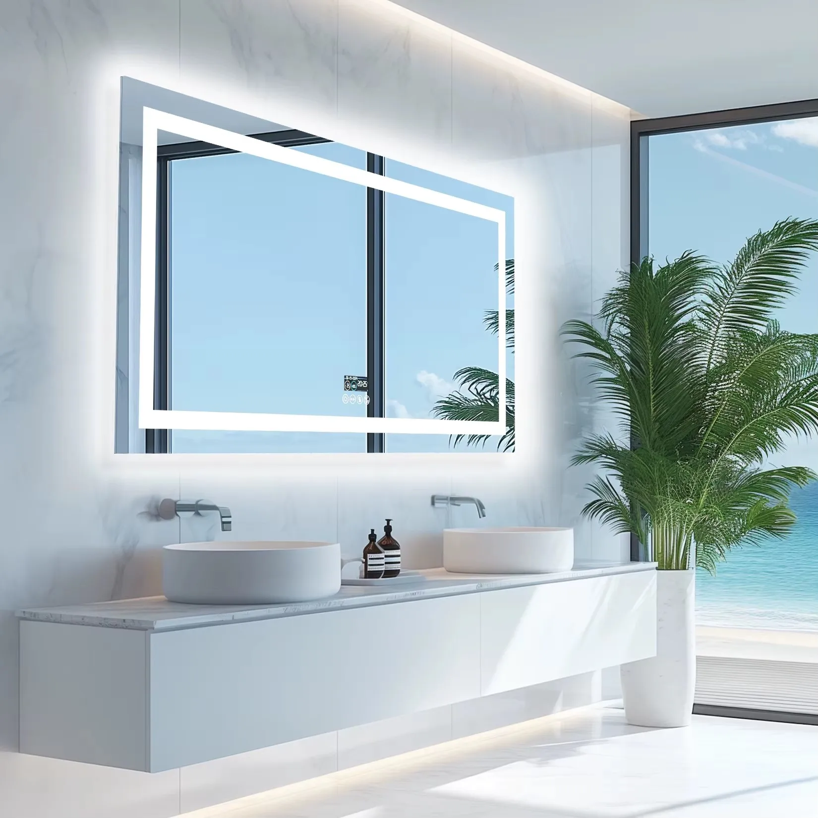 Espejo inteligente Android de montaje en pared con televisión HD, rectángulo, LED para baño, funciones completas, TV con Wifi y Bluetooth - imagen 2