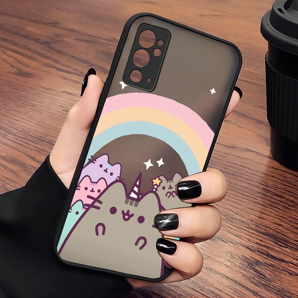 Donuts dos desenhos animados pusheen gato caso de telefone para samsung s24 s23 s22 s21 s20 s10 note20 10 plus ultra lite 5g fosco transparente capa - imagen 3