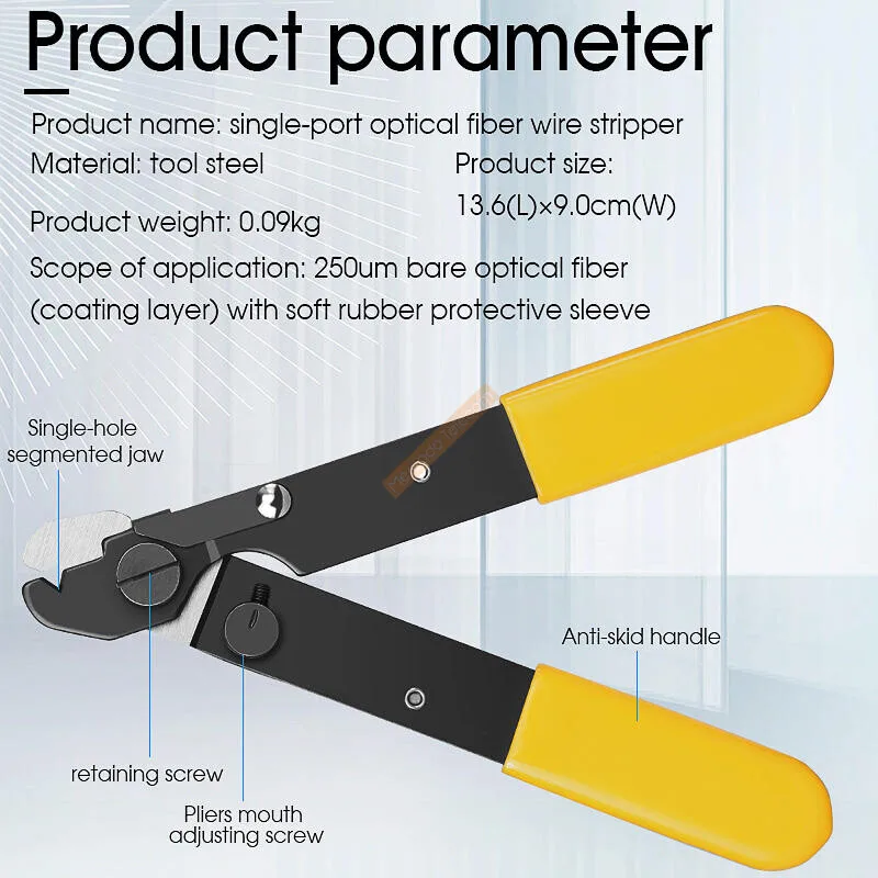 Pelacables de fibra óptica de un solo orificio, abrazadera de molinete, alicates Pelacables de FO103-S, FO103-S - imagen 5