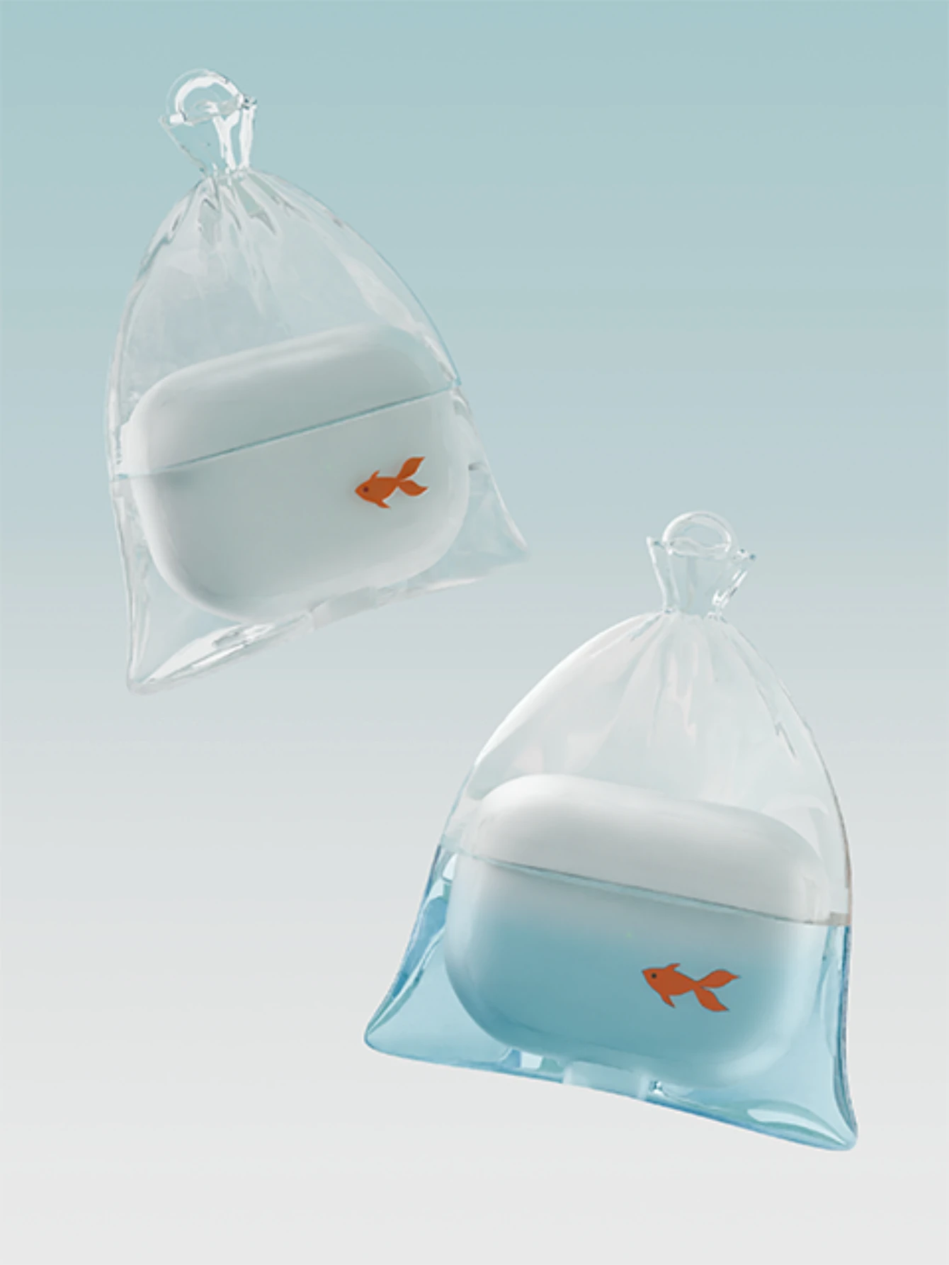 Funda para auriculares AirpodsPro transparente de pez dimensional, diseño en forma de silicona suave, protección contra caídas, regalo personalizado