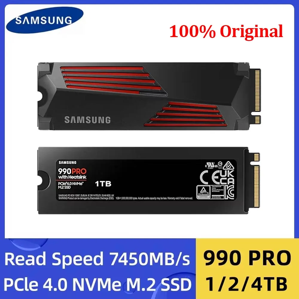 Samsung SSD 990PRO 1TB 2TB 4TB M.2 2280 Disco interno de estado sólido PCIe Gen 4.0 X 4 NVMe Lectura máxima 7450 Mbps para computadora portátil