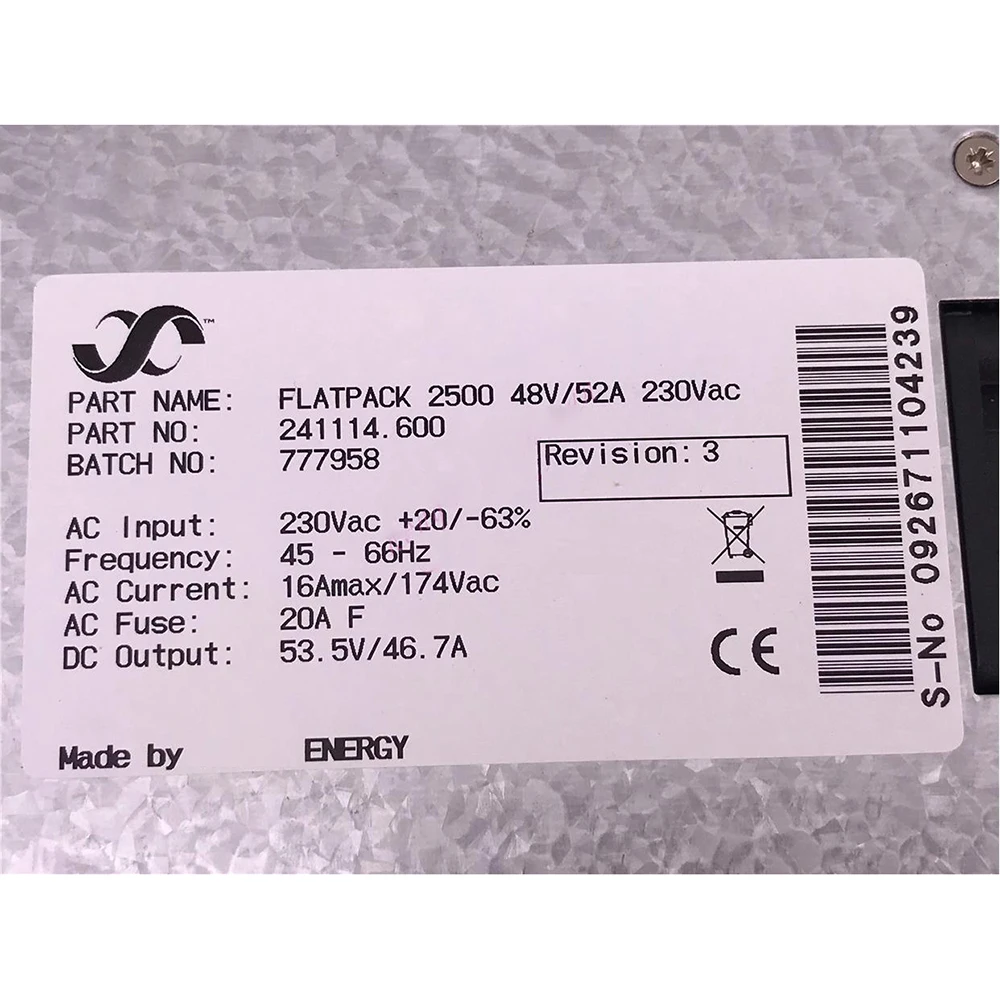 FLATPACK 2500 48V/52A 241114.600 Salida CC 53.5V 46.7A Módulo de fuente de alimentación de comunicación para ELTEK - imagen 4