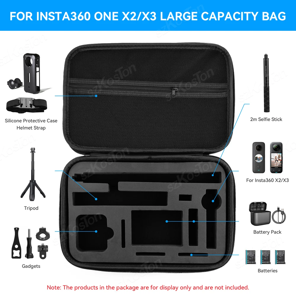 Caja para cámara Insta360 X4 X3 X2, Estuche de transporte, bolsa de almacenamiento portátil, funda protectora para accesorios de Cámara de Acción Insta360 X3 X2 - imagen 5