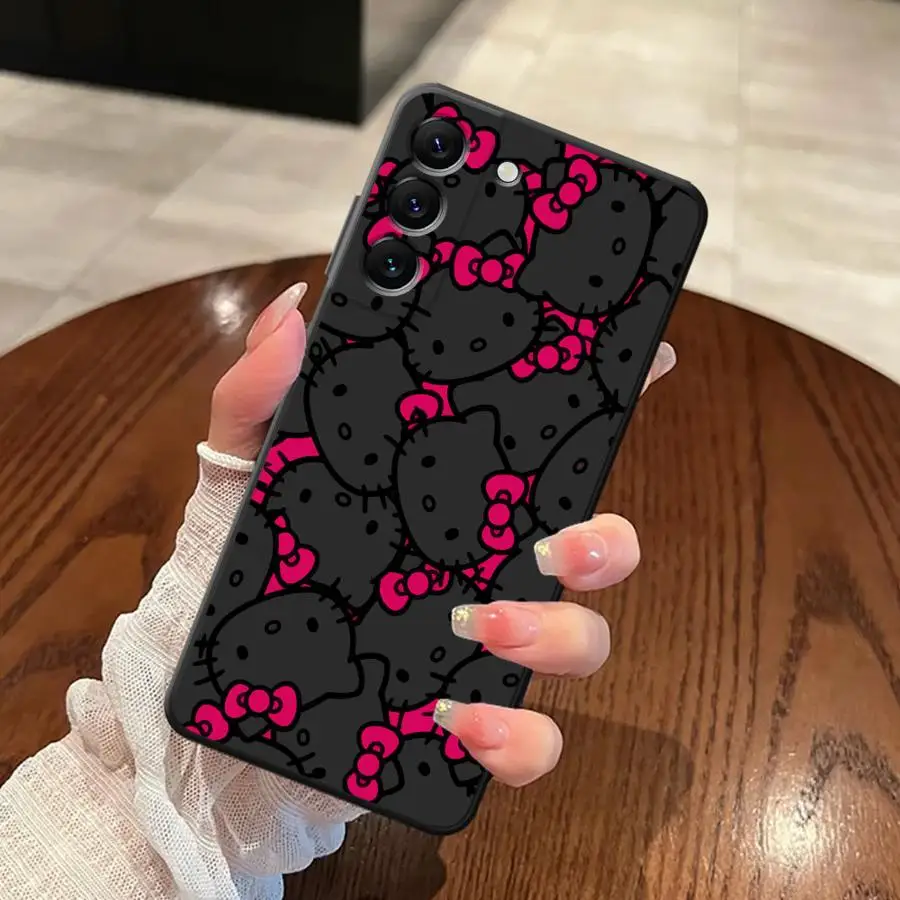 Funda de teléfono suave negra con diseño de gato rosa para Samsung Galaxy A23 A53 A36 A25 A71 A51 A73 A35 A32 A24 A55 A22 A52 A26 A72 A41 - imagen 4