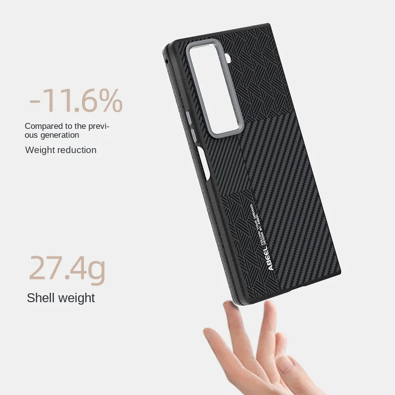 Para Samsung Galaxy Z Fold SE funda de lujo de fibra de carbono PU MagSafe funda protectora trasera magnética para Samsung Galaxy Z Fold 6 5 - imagen 3