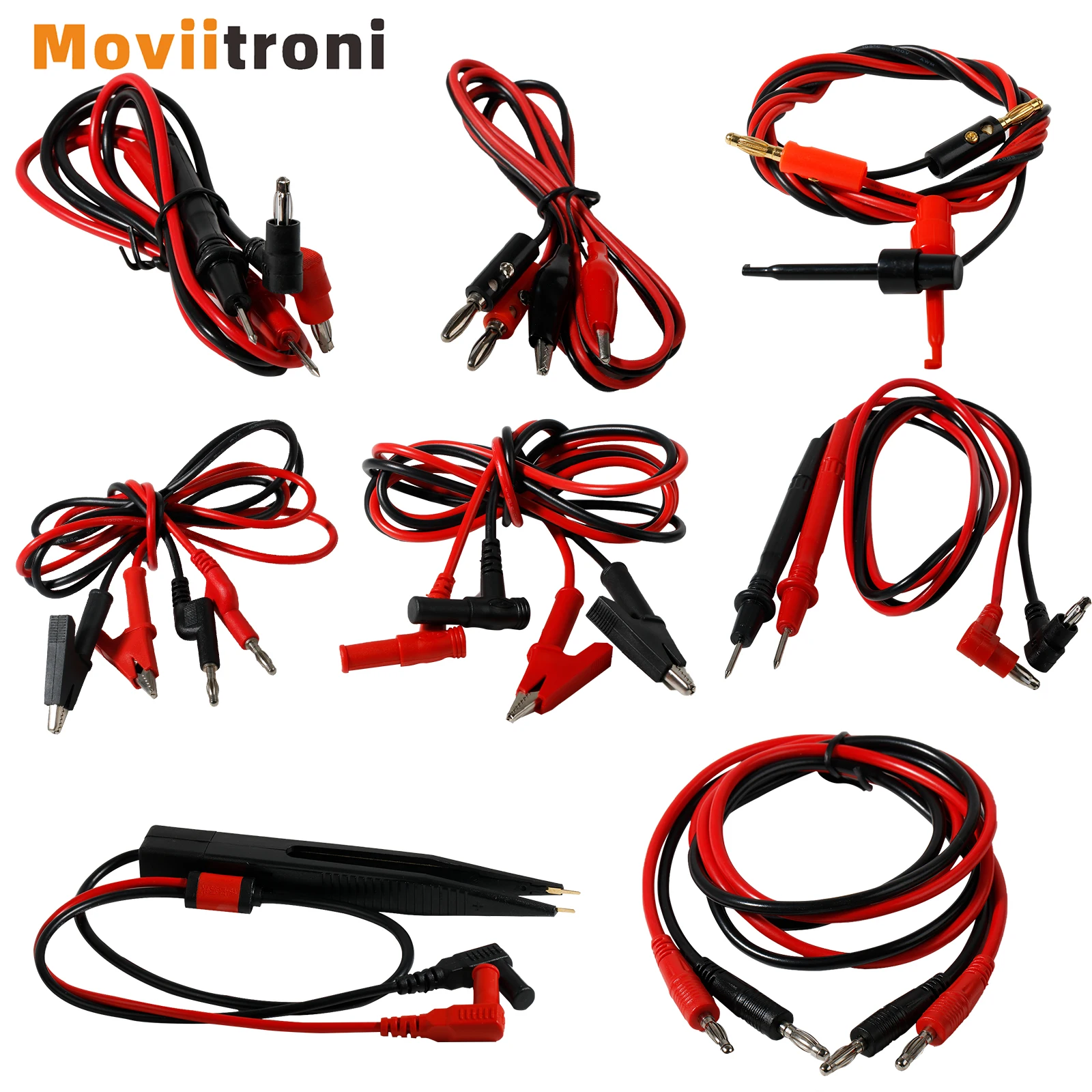 Cables de prueba para multímetro, cable universal con conector banana de cocodrilo y pinzas de cocodrilo