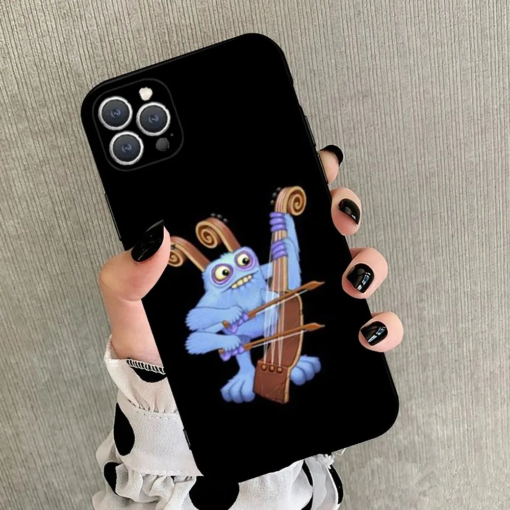 Funda de teléfono My Singing M-Monsters para iPhone 15,14,13,12,11,Plus,Pro Max,XS,X,XR,SE,Mini,8,7 funda negra de silicona suave - imagen 3