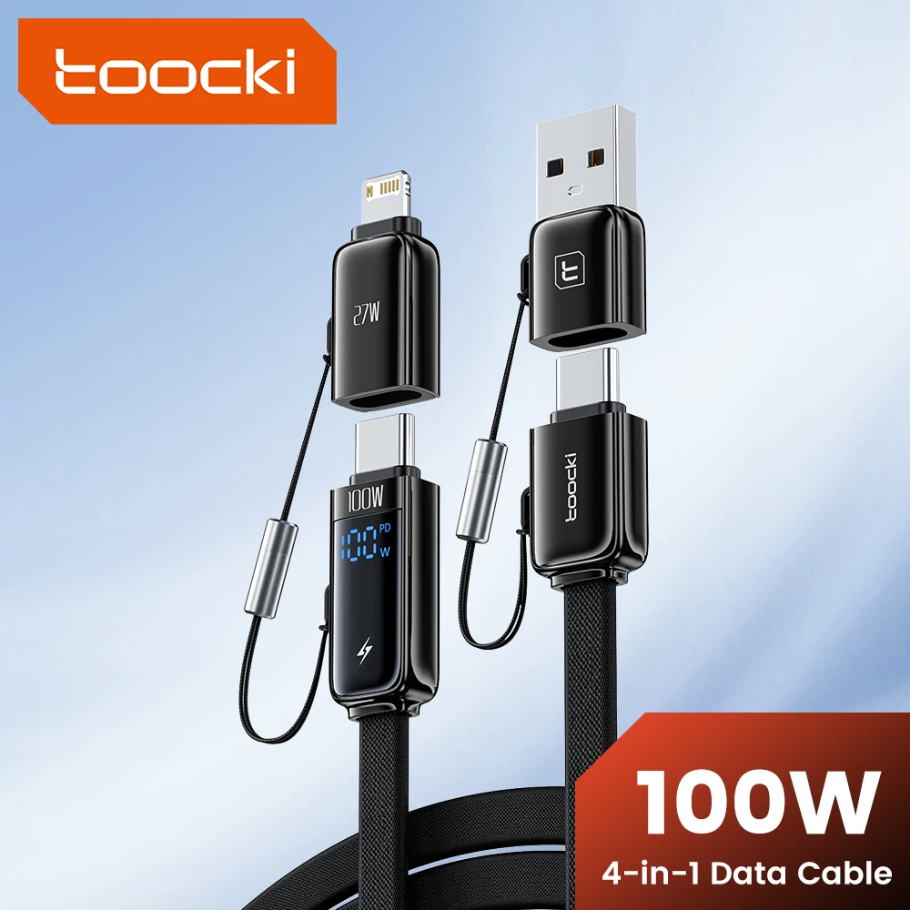 Toocki X96 4 en 1 USB tipo C a USB C Cable Lightning pantalla Digital PD 100W QC4.0 PPS adaptador OTG desmontable de carga rápida