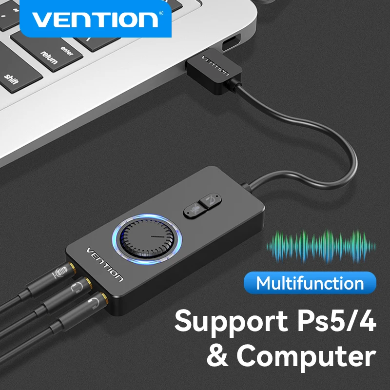 Vention Tarjeta Sonido USB 3,5mm Auriculares Micrófono - imagen 4