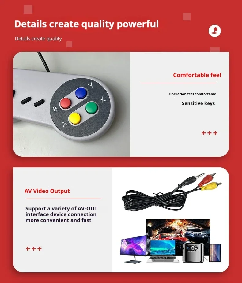 Consola de juegos de TV Retro SFC620, mando de juegos portátil Retro con 620 juegos clásicos integrados, consola de videojuegos con regalo para niño - imagen 5