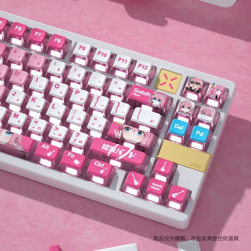 122 teclas Bocchi The Rock Gotoh Hitori tema lindo pudín transparente de cuatro lados teclas OEM alta PBT teclas de sublimación de calor - imagen 4