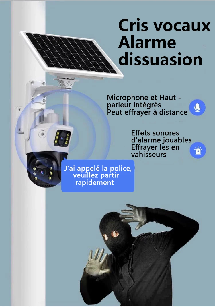 Cámara Solar con tarjeta Sim 4G, lente Dual para exteriores, 8MP, 4K, batería de baja potencia, cámara IP PIR, visión nocturna V380 Pro, protección de seguridad CCTV - imagen 3