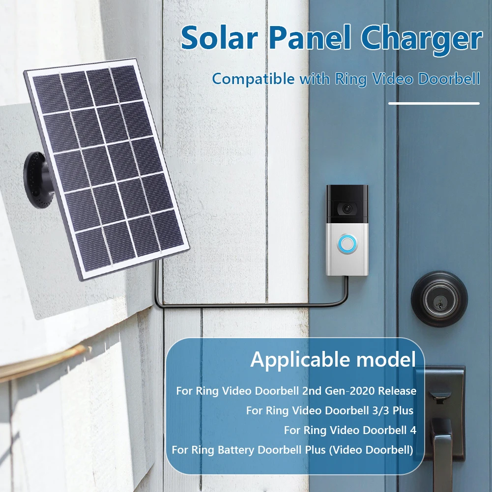 Panel Solar para timbre de 20W, cargador Solar impermeable IP65, montaje en pared ajustable de 360 ° para timbre de vídeo 4/3/3 Plus/2 - imagen 3