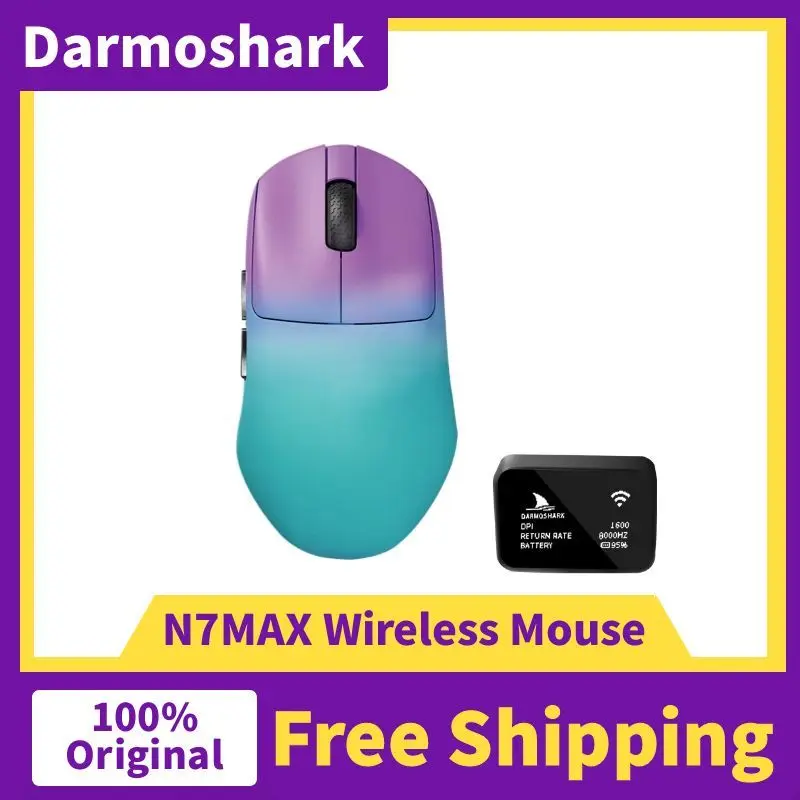 Darmoshark N7 N7MAX ratón para juegos inalámbrico doble 8Khz PAW3950 Sensor 30K DPI ratón ergonómico óptico Micro jugadores movimiento