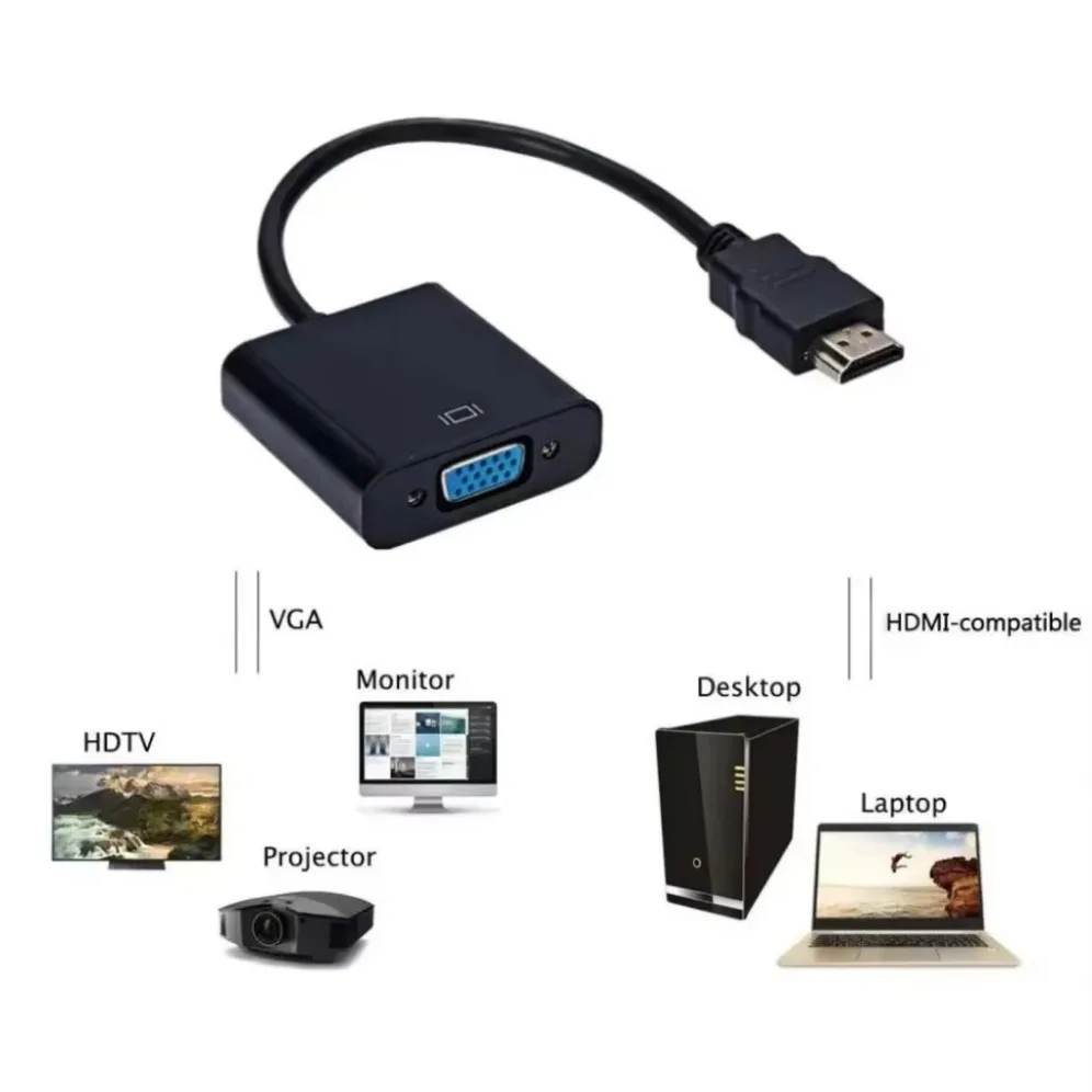 HD 1080P HDMI-compatible a VGA Cable convertidor HDMI-compatible macho a VGA hembra adaptador para ordenador portátil PC TV Monitor de ordenador - imagen 3