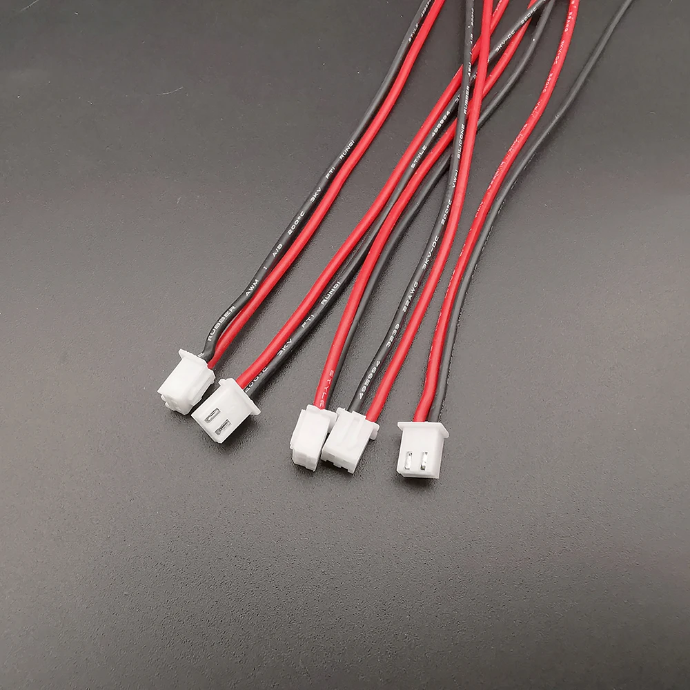 10 juegos JST XH 2,54 1S 2 pines enchufe macho y hembra cargador de equilibrio de batería conector de cable de silicona 10cm 15cm 20cm 22AWG - imagen 4