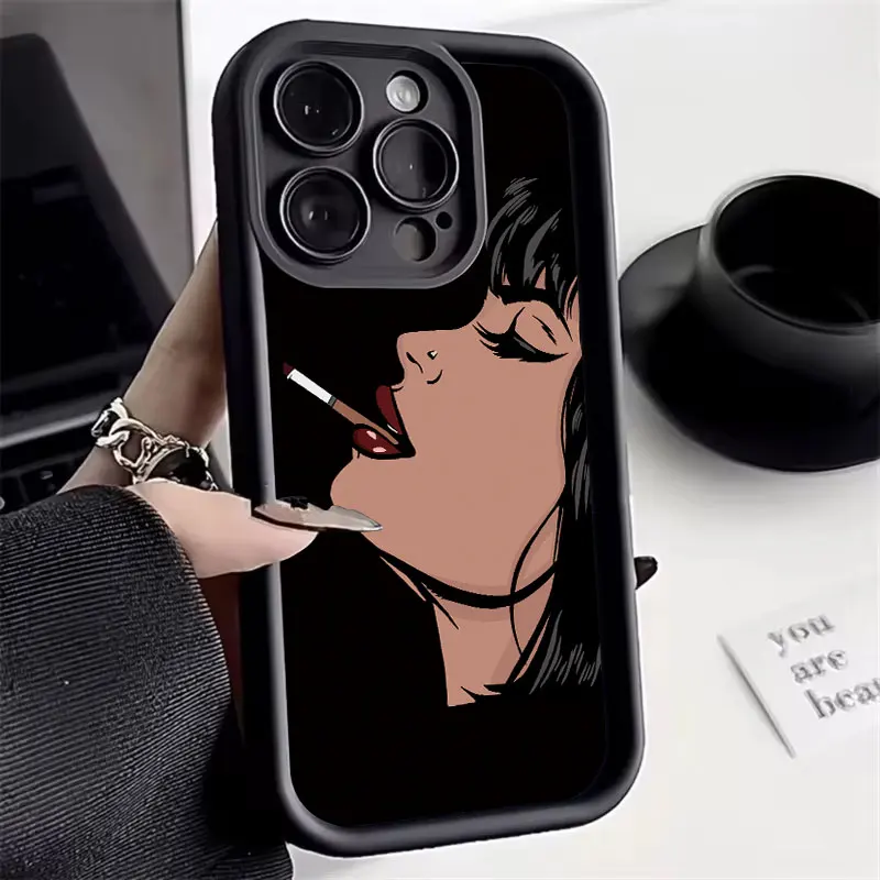 Funda de teléfono negra suave a prueba de golpes para Apple iPhone, modelos 16, 15, 14, 13, 12, 11 Pro Max, XS, XR, X Max, 8, 7 Plus, SE, 2022