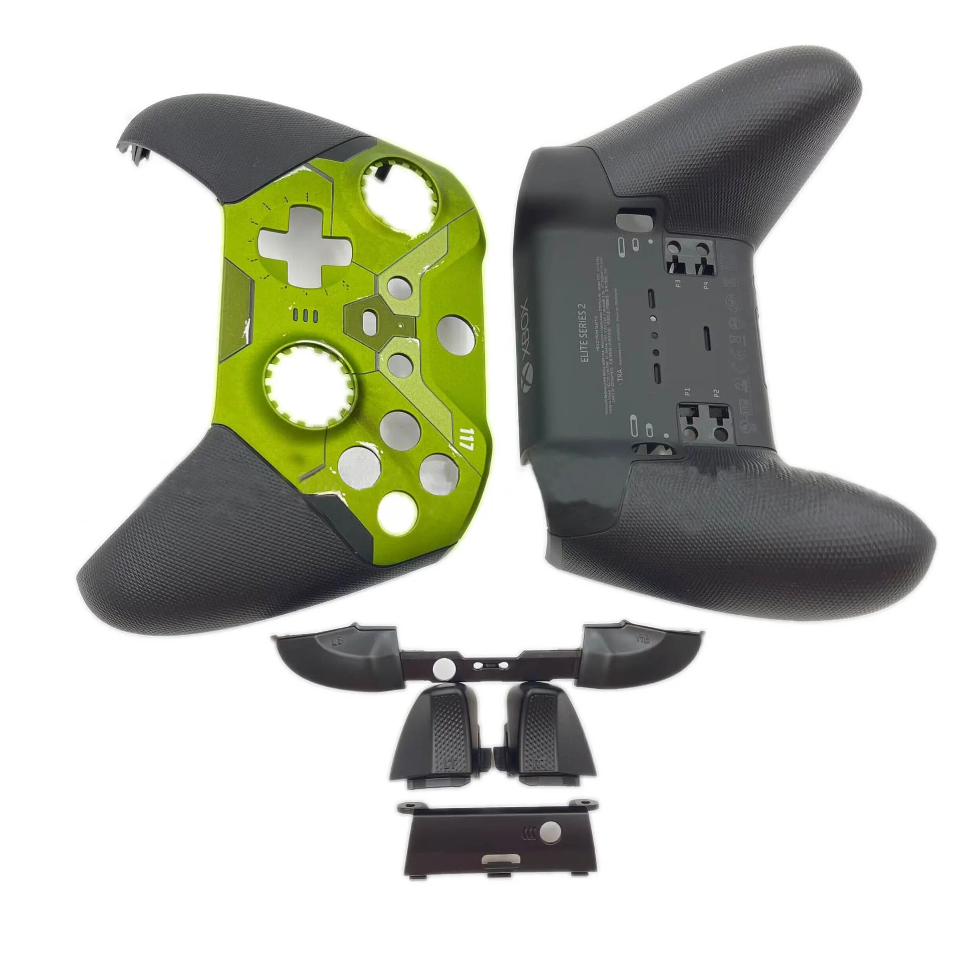 Kit de carcasa de plástico de reparación para Xbox One Elite 2, controlador de juego, carcasa de placa frontal, cubierta trasera, parachoques LB RB, botón de encendido LT RT Trigger - imagen 3