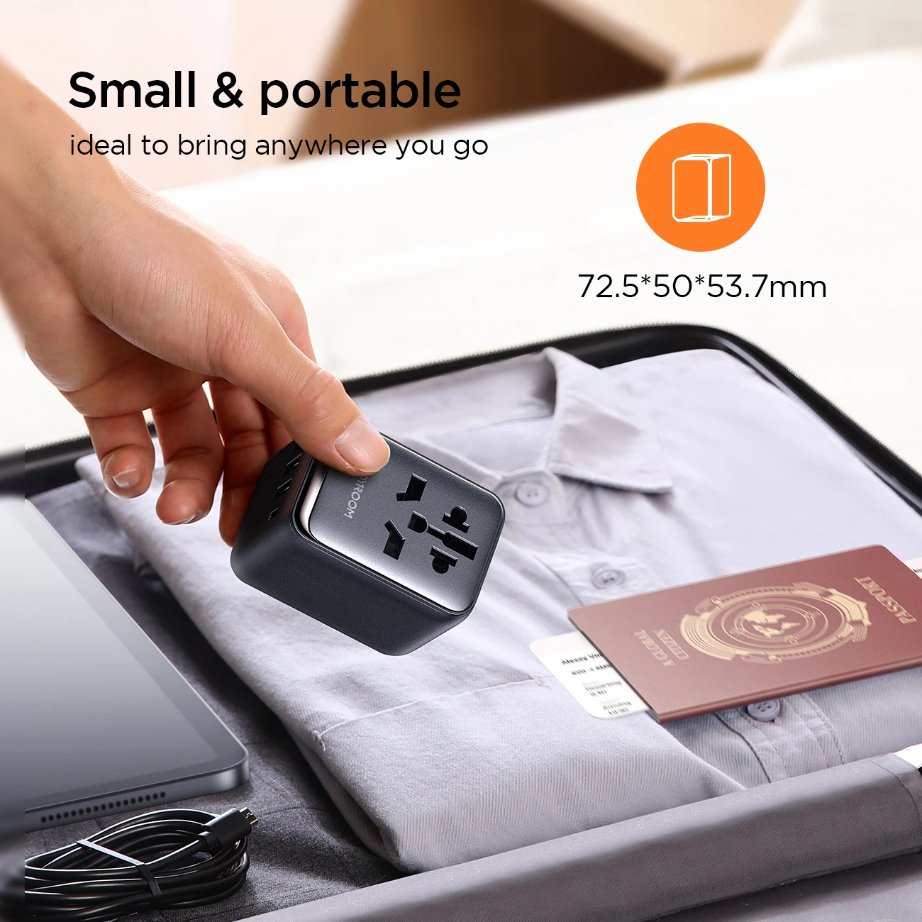 Joyroom-Adaptador de viaje Universal de 17W con 3 puertos USB y 1 USB-C, cargador de pared Internacional, enchufe de CA mundial - imagen 5