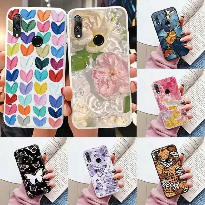 Case For Huawei Y7 Prime 2019 Y7 Pro Y9 Prime 2019 P Smart Z Honor 9X with hole Phone Cover Oil Painted Flower Fundas Soft TPU