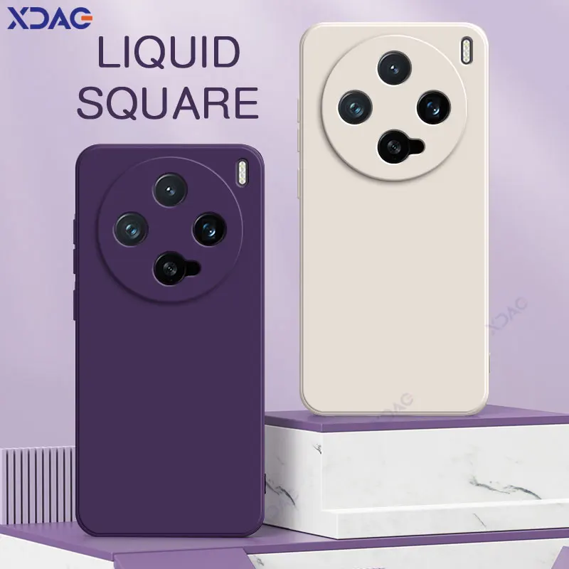 Funda de teléfono de silicona líquida cuadrada de lujo para VIVO X200 Pro Mini 5G 360 funda protectora suave a prueba de golpes VIVOX200Promini Bag