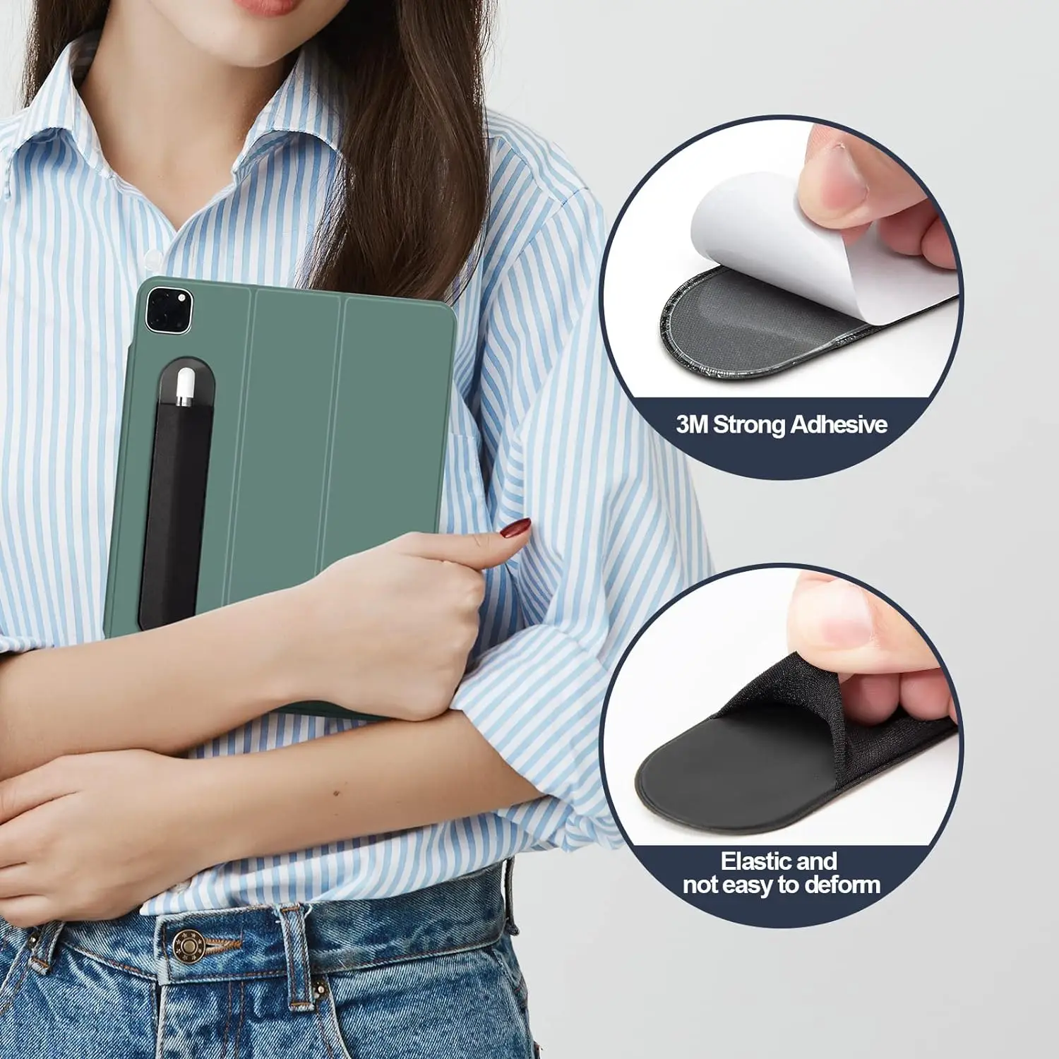 Funda adhesiva para soporte de lápiz óptico para Apple IPad IPencil 1 2, estuche de bolsillo para lápices, bolsa antipérdida, funda protectora para bolígrafos y tabletas - imagen 5