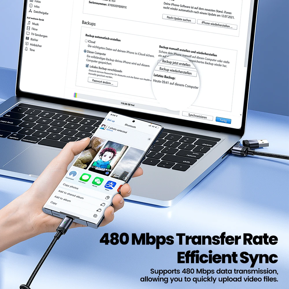 Toocki-Cable USB tipo C 2 en 1 de 60W, carga rápida PD, para iPhone 15, Macbook, Samsung, Xiaomi, POCO, Realme y Huawei - imagen 4