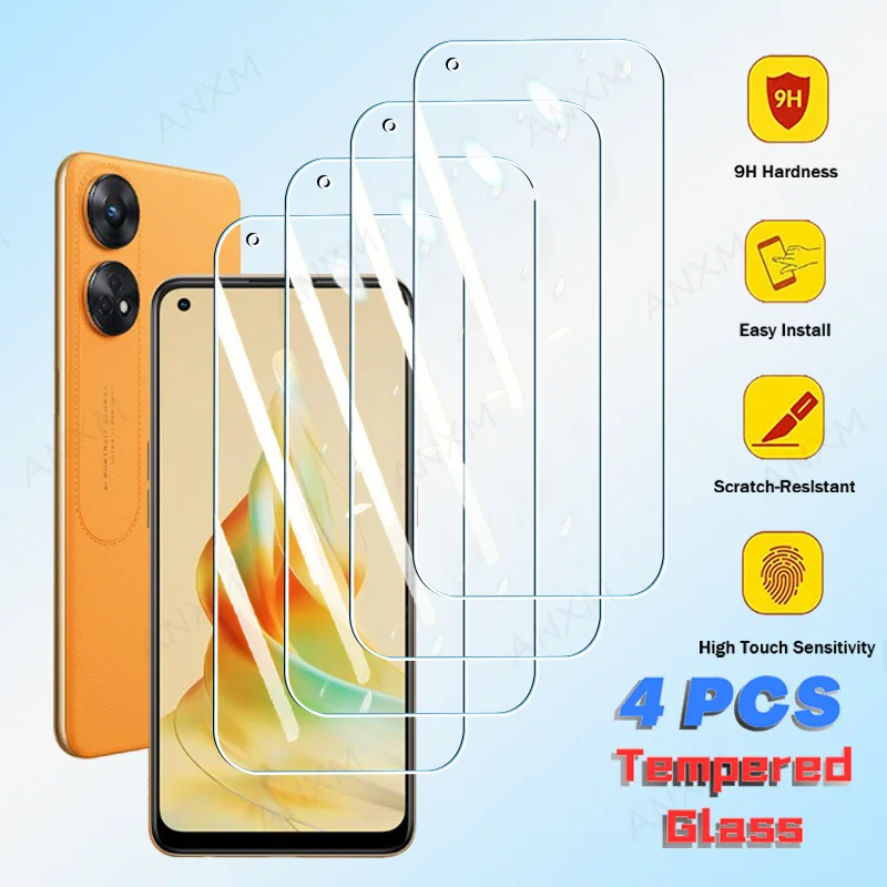 4 Uds vidrio templado para OPPO Reno 4 5 6 7 8 Lite SE 8T 4G Z A Protector de pantalla Reno 7 8 Lite Pro Plus vidrio Protector - imagen 2