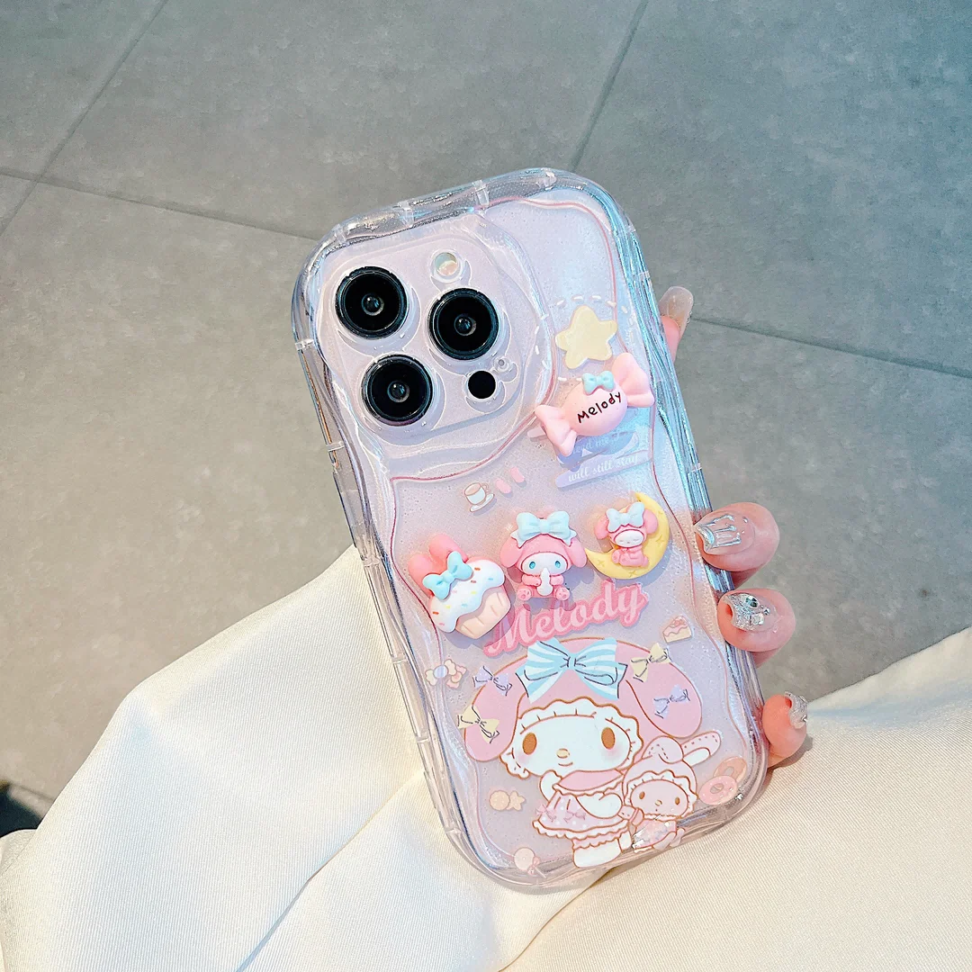Bonita funda Sanrios Melody 3D Wave para Samsung A73 A72 A71 A55 A54 A53 A35 A34 A33 A25 A24 A23 A15 A14 A13 A05 A04 A03 4G 5G - imagen 3