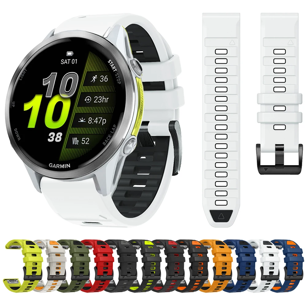 Correa de reloj de repuesto QuickFit de 22mm para Garmin Forerunner 970 965 955 945 935 745 MARQ pulsera deportiva de silicona de dos tonos