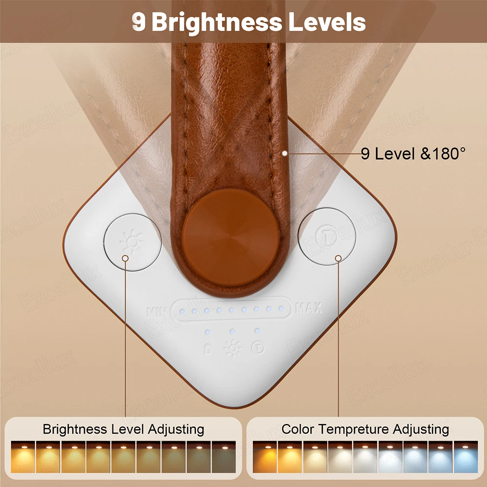 Luz de lectura LED recargable para libros, lámpara de lectura nocturna, Clip portátil ajustable, brillo de 9 niveles, dormitorio de viaje - imagen 4