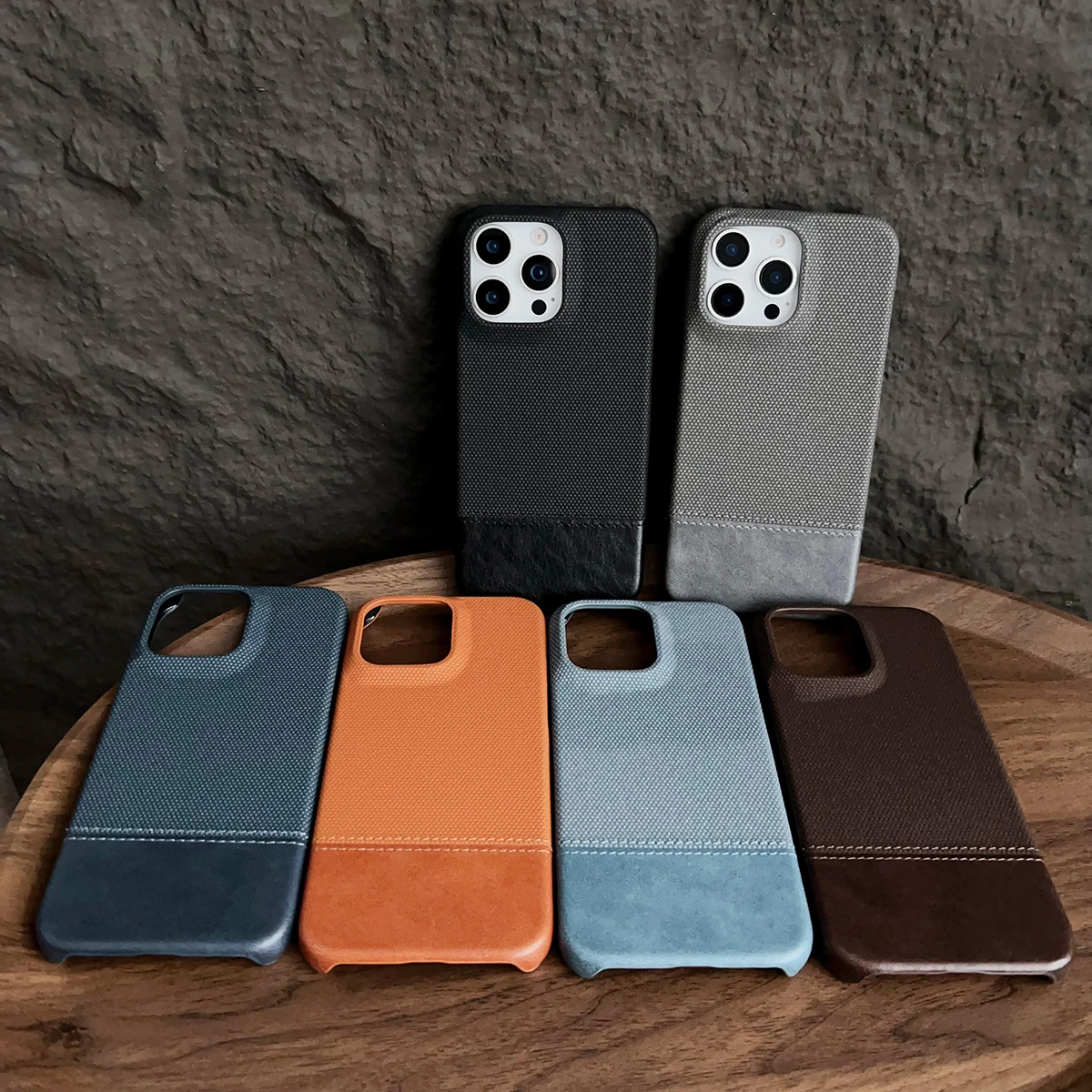 Funda magnética de cuero y tela para iPhone 16, 15, 14, 13, 12 Pro Max Plus, funda con imán de bloques de colores, Fundas antigolpes con carga segura Mag - imagen 4