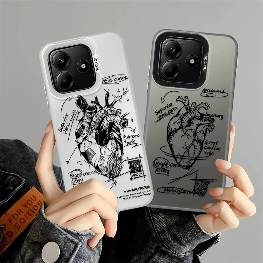 Coque arrière pour Xiaomi Redmi Note 14 Pro Plus 12s 11s 10Lite 9s 13 12 11 10s, motif cœur de dessin animé