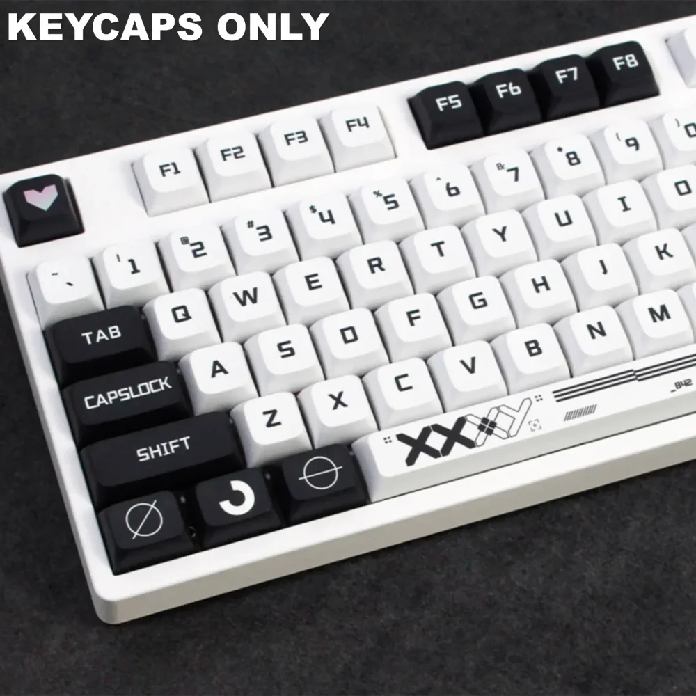 XDA Keycap 118 teclas PBT sublimación de tinte juego de teclas en blanco y negro, para teclas de teclado mecánico para juegos personalizadas DIY - imagen 3