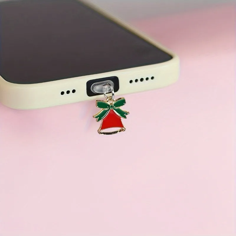 Navidad Santa Claus árbol de Navidad sombrero de Navidad móvil tapón antipolvo colgante para iPhone accesorios decoración tipo C puerto polvo - imagen 4