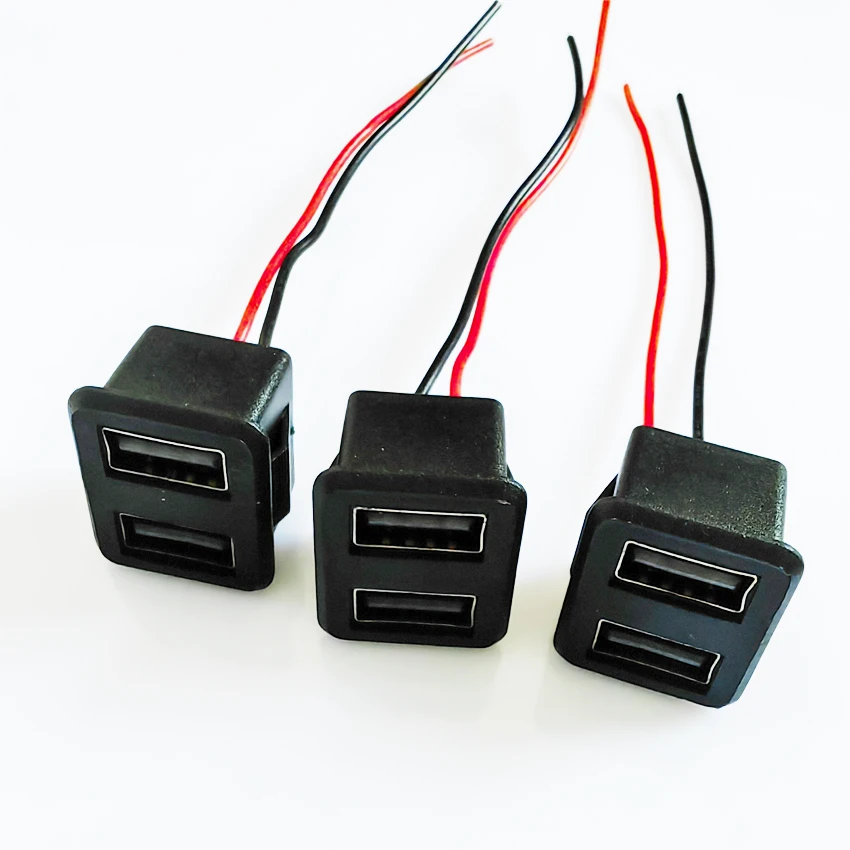 Enchufe hembra de base USB de doble capa, 1 piezas, lámpara de carga, toma de corriente con conector de cable - imagen 4