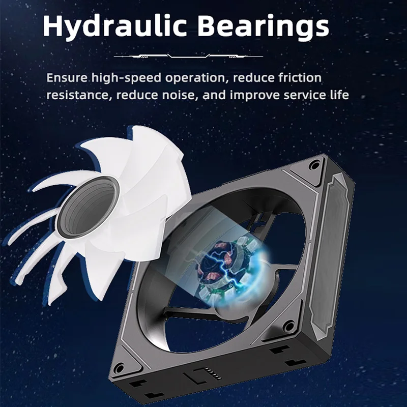 COOLCIRC ventilador con cubierta de PC 120mm ARGB espejo ciclo efecto de luz ventilador enfriador de CPU 4PIN PWM 58.36CFM ventilador para enfriador de agua de computadora - imagen 4