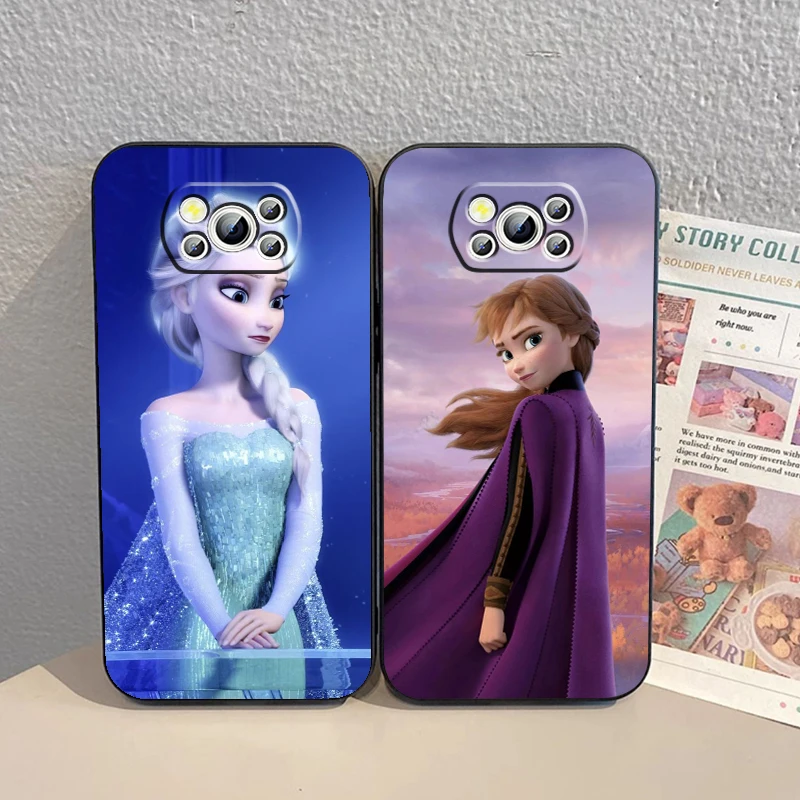 Funda de teléfono de Frozen The Snow Queen Elsa para Xiaomi Mi Poco F5 F4 F3 X6 X5 X4 X3 M6 M5S M4 M3 C65 Pro GT NFC 5G, color negro - imagen 2