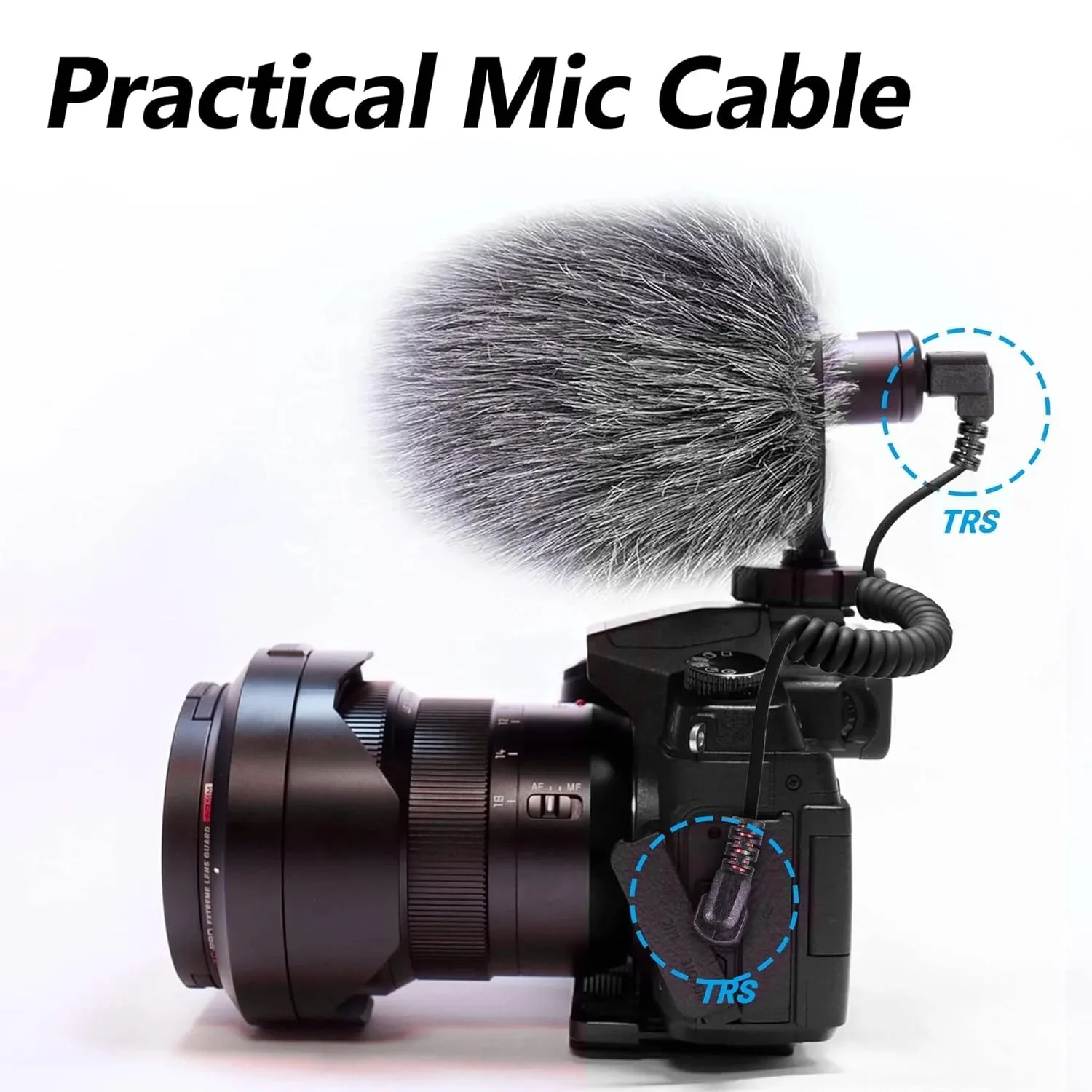 Cable de micrófono TRS a TRS de 90 grados, 3,5mm, 1/8 para cámara de videocámara, Cable de micrófono TRS a TRRS de ángulo recto en espiral para teléfono y tableta - imagen 2