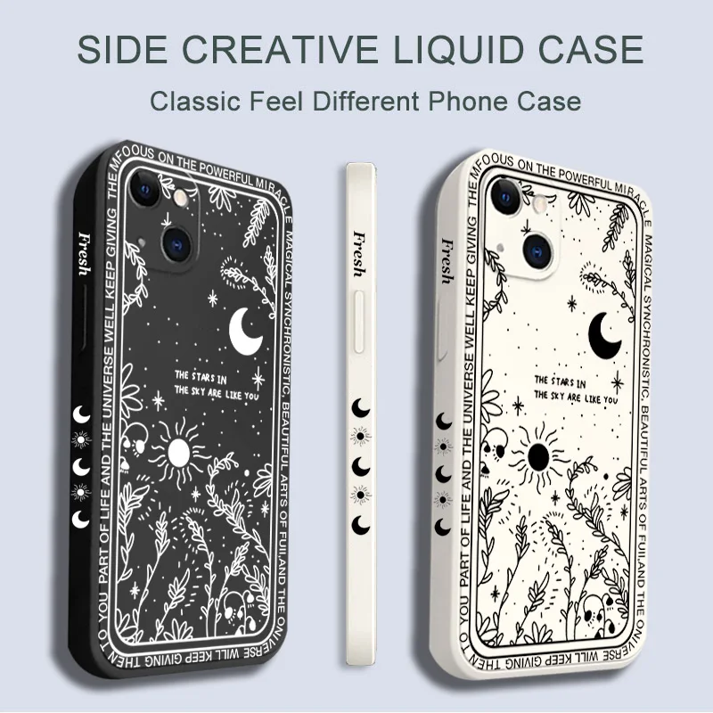 Funda de teléfono de silicona suave y estrella de luna fresca para iPhone 11 12 13 14 15 16 Pro Max Plus XS X XR SE 2020 8 7 Plus cubierta a prueba de golpes - imagen 5