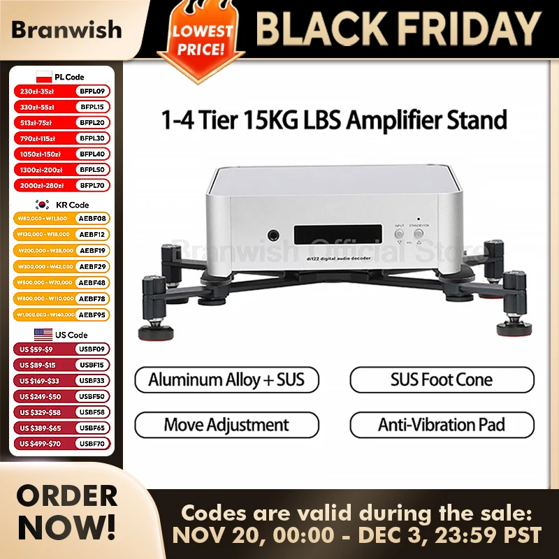 Estante amplificador de escritorio con sistema avanzado de aislamiento de vibración para amplificador de auriculares DAC y organización de componentes HiFi